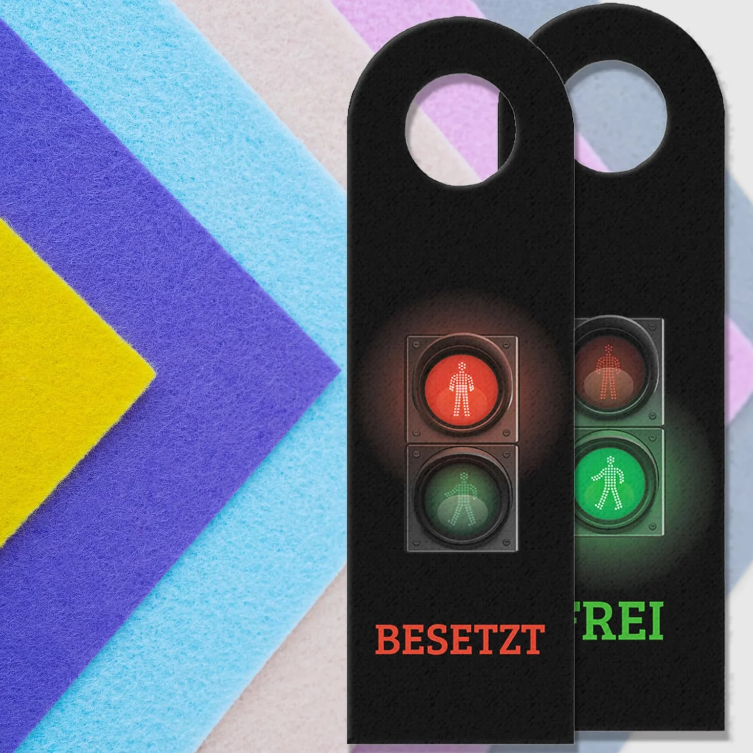 trendaffe - Gancio per porta libera o occupato con motivo semaforo in nero, per WC