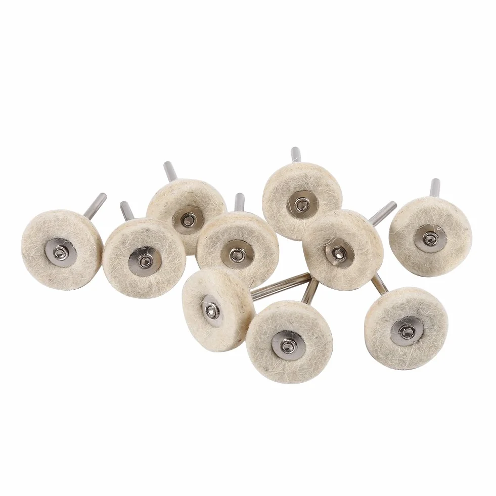 Garosa 10 Pezzi Rotella Lucidatura in Lana per Utensile Rotante, Disco per Mola Circolare con Impugnatura - Accessorio per Lucidare Acciaio Inox, Metallo, Alluminio, Cromato e Gioielli - Cotton Mop