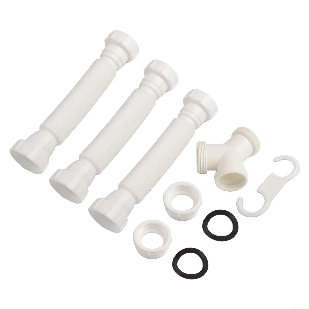 Besttoolifes Kit di scarico doppio per lavello, regolabile, 20-80 cm, flessibile, con adattatori G1-1/2 e G1-1/4, costruzione in PE per lavelli da bagno e cucina