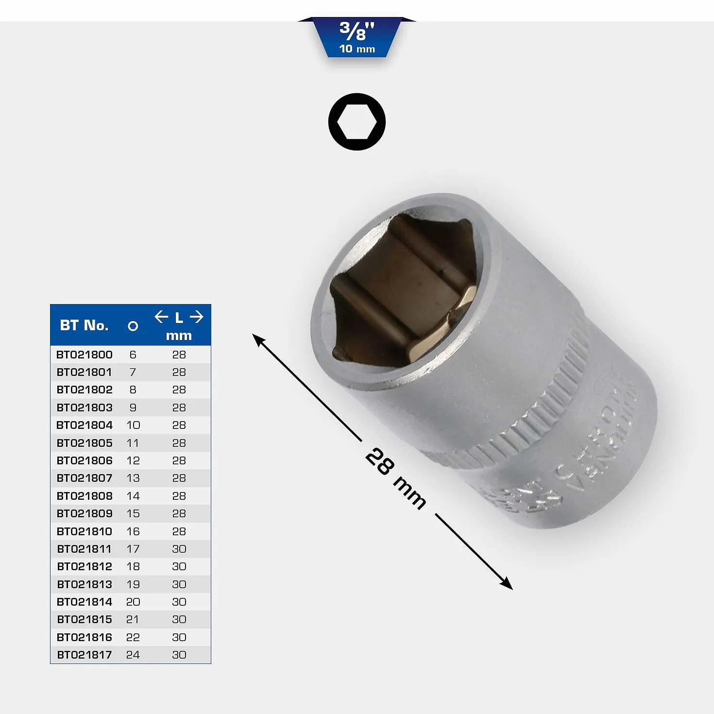 BRILLIANT TOOLS BT021807 Bussola esagonale 3/8", 13 mm [Powered by KS TOOLS]