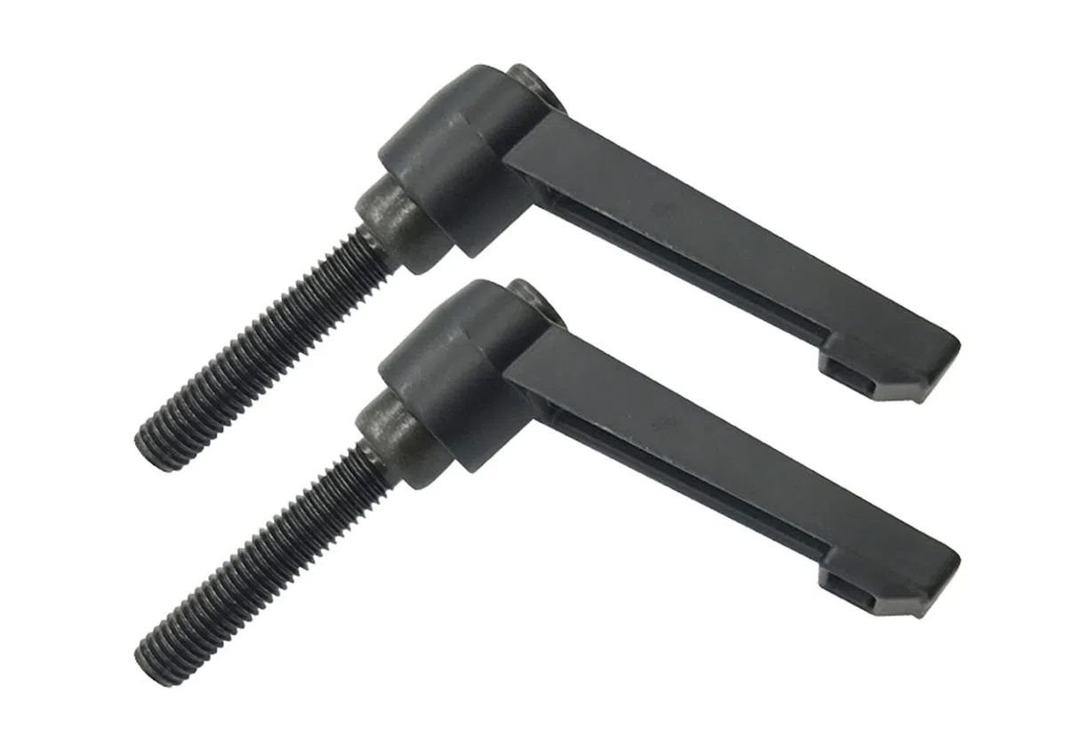 2 leve di serraggio M10 in acciaio inox, filettatura esterna regolabile, impugnatura per macchina, leva di serraggio con filettatura esterna (60 mm)