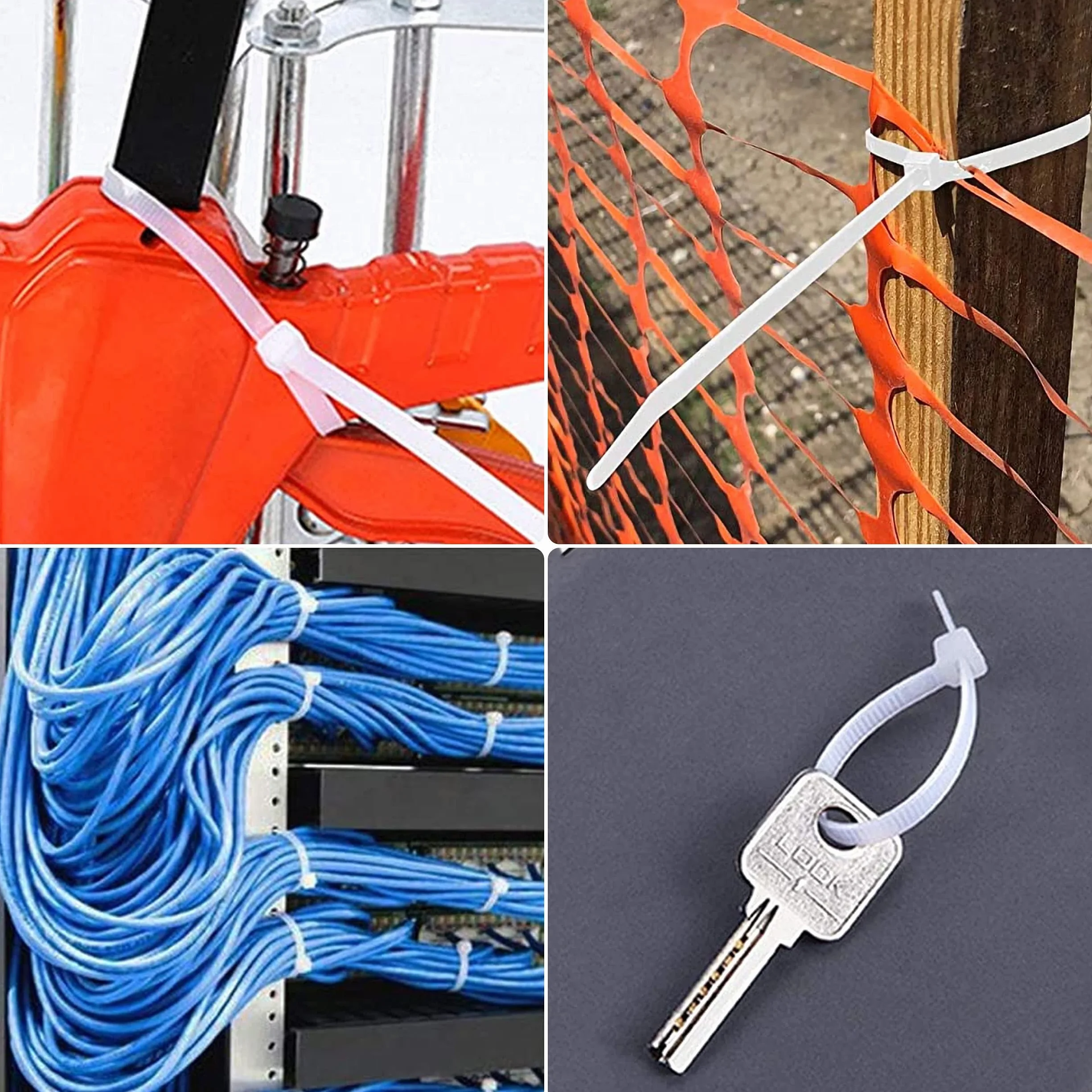QIMEI-SHOP 500 Pezzi Fascette Plastica Bianche 200 mm x 2,5 mm Fascette Elettricista Lunghe Cavi Nylon per Cablaggio Cable Management Giardinaggio