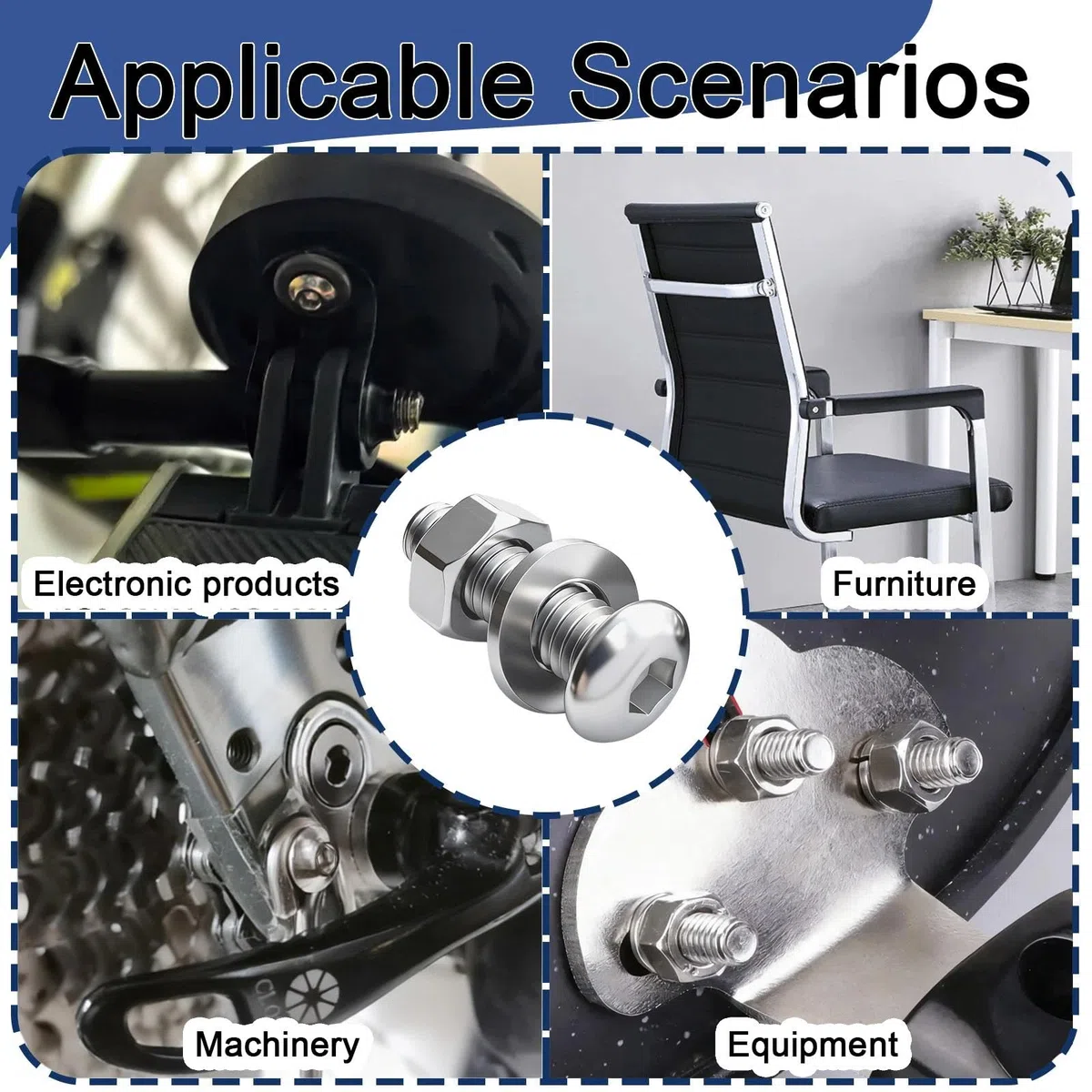 50 Pezzi M4x20 mm Viti a testa tonda Brugola, M4 Set Viti Bulloni e Dadi Rondelle in Acciaio Inox 201 Adatto alla produzione di mobili e macchinari