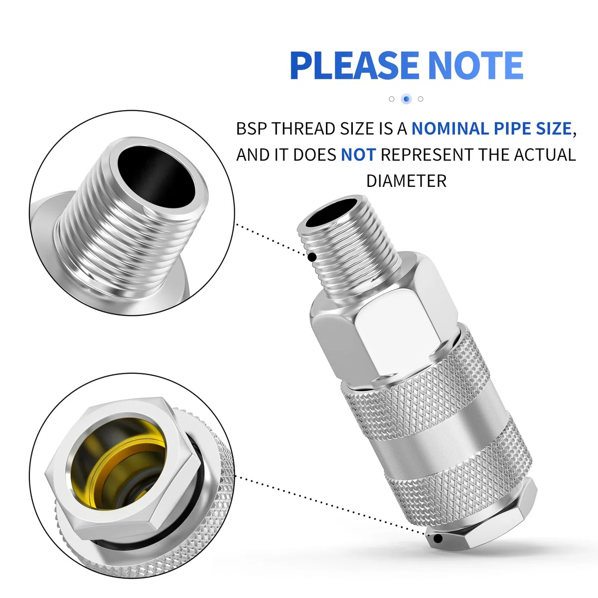2 pezzi 3/8" BSP maschio raccordi del tubo dell'aria, linea dell'aria accoppiatore industriale rapido, kit di riparazione del tubo del compressore pneumatico