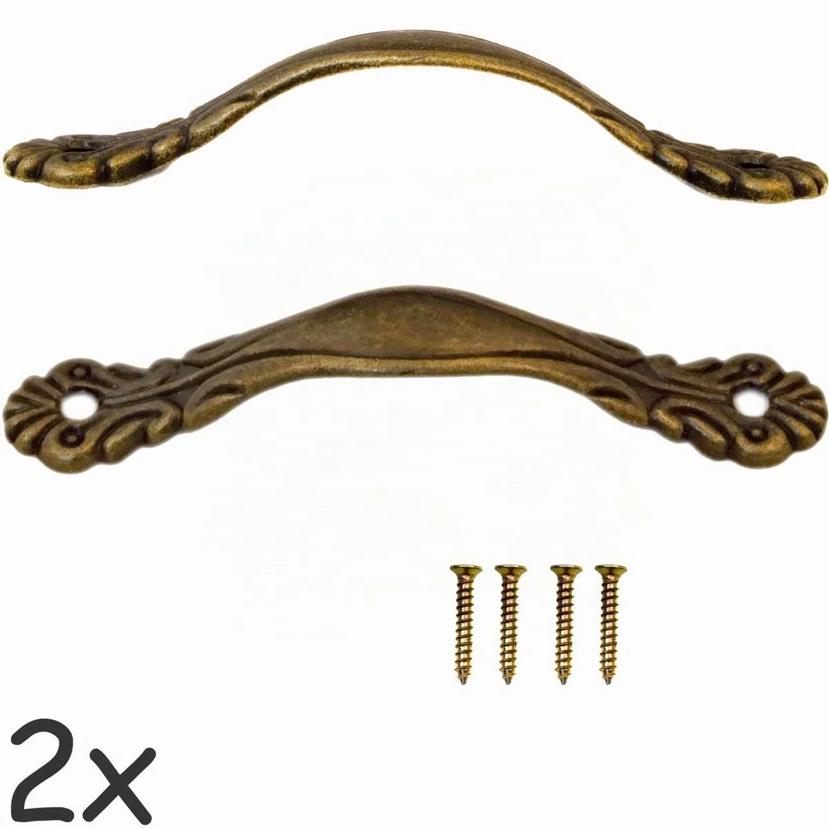Fuxxer - 2x maniglie per cassetti, design bronzo antico, per cassettiere ante buffets comò in stile vintage rustico retrò, 80 x 14 mm