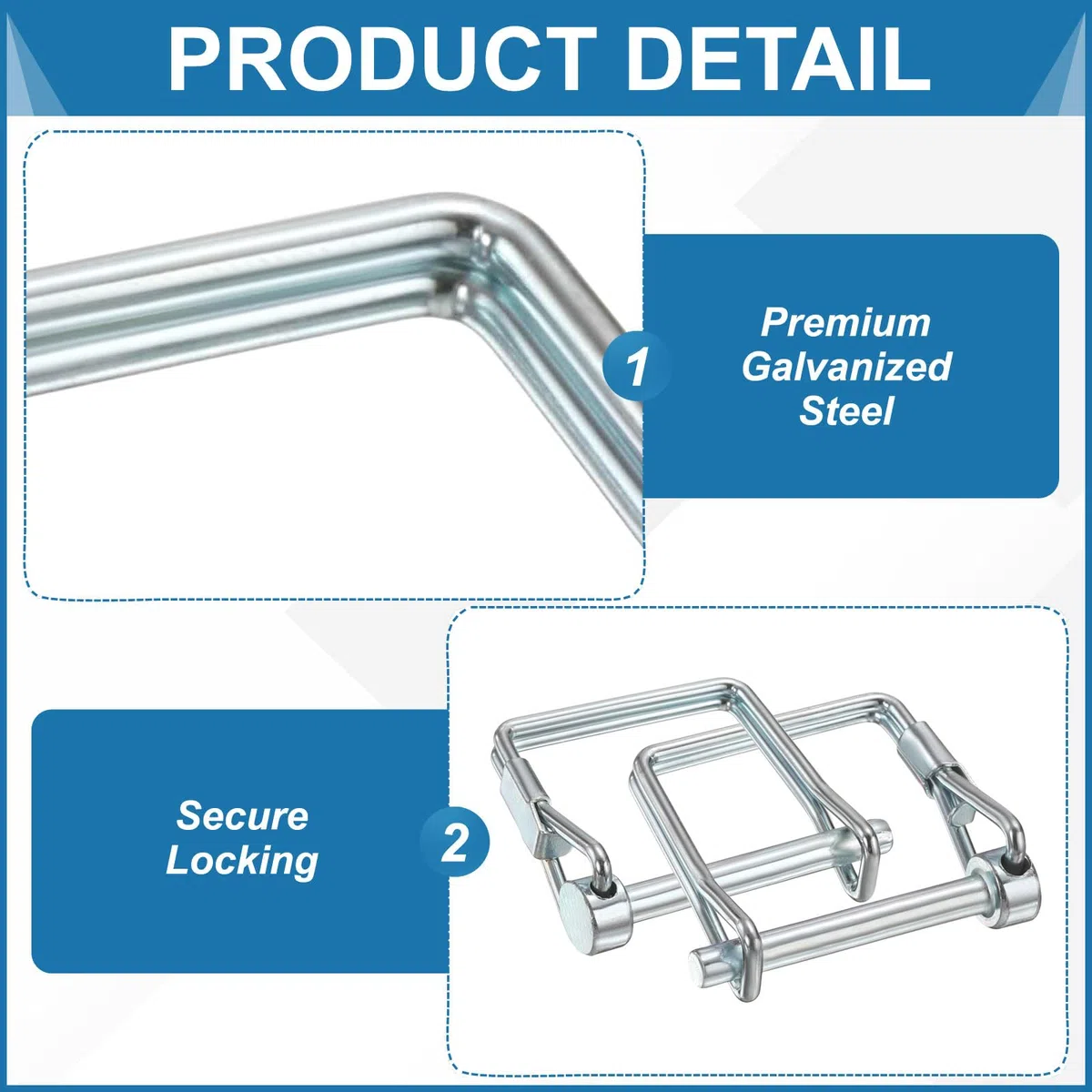 PATIKIL 2 Pcs Perno Di Aggancio Per Rimorchio 5/16" x 2.4" (8mm x 60mm) Fermo A Filo Di Sicurezza Perno Di Aggancio Arco Dell'Albero Clip Di Blocco A Molla Quadrato Per Rimorchi Agricoli
