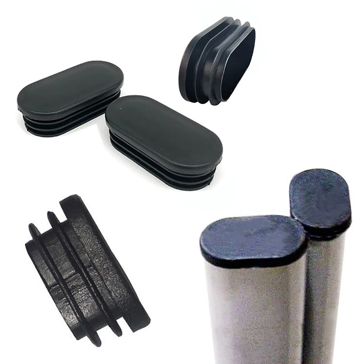 20 tappi ovali per gambe della sedia, 20 x 40 mm, ovali, per sedie, da tavolo, per tubi ovali, in plastica