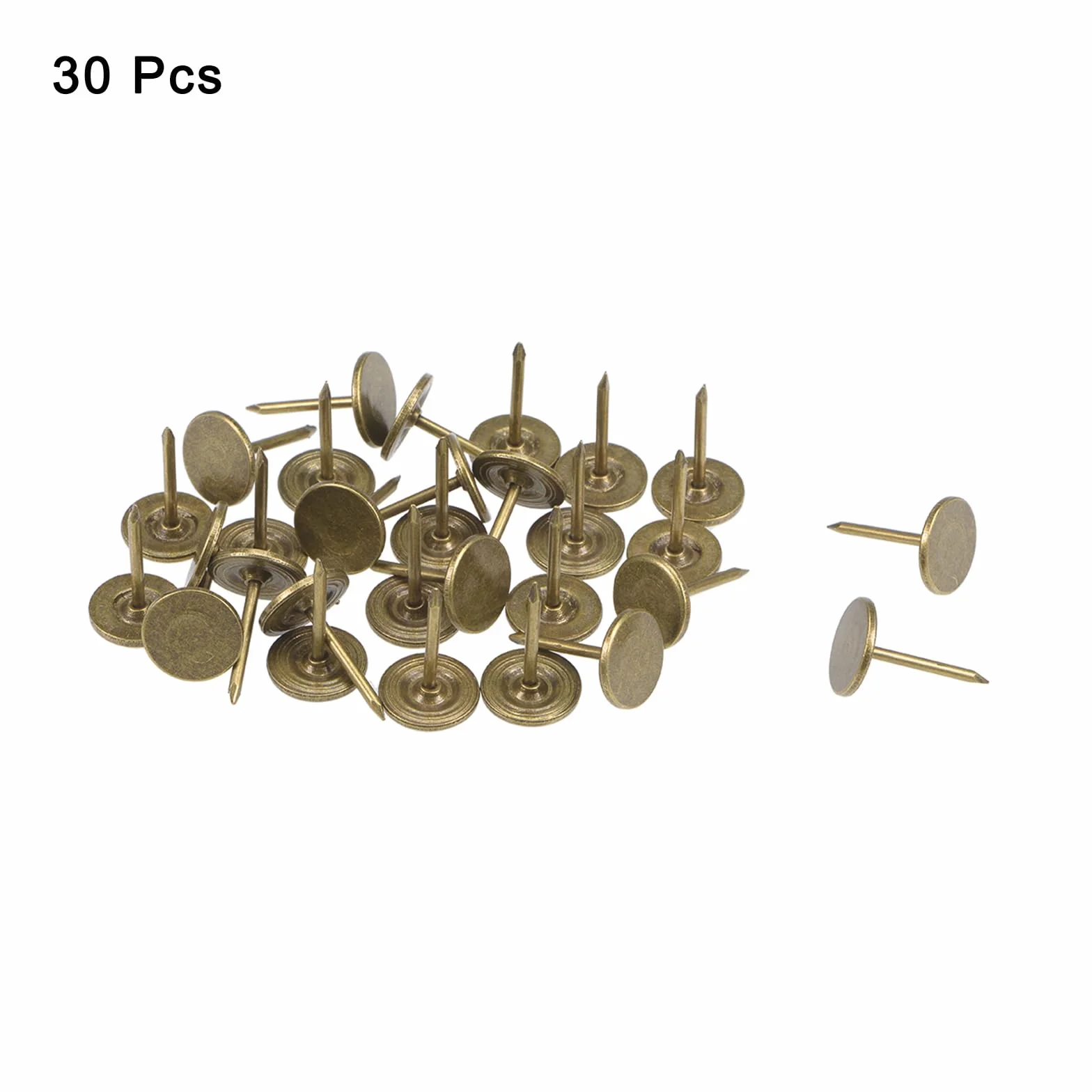 QUARKZMAN 30Pz Chiodi per Tappezzeria, Testa Piana 11mmx17mm Puntine da Disegno Chiodi Decorativi per Lavagna Sughero Mobili, Puntine per Mobili, Divani, Testate, Bronzo