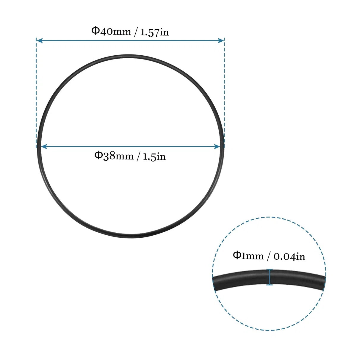 QUARKZMAN Nitrile Gomma O-Ring 40mm x 38mm x 1mm Guarnizioni di Tenuta Anelli Rubinetti Rotondo Guarnizione Rondella per Rubinetto Idraulica Riparazione Sigillatura Connessione, 10 Pezzi