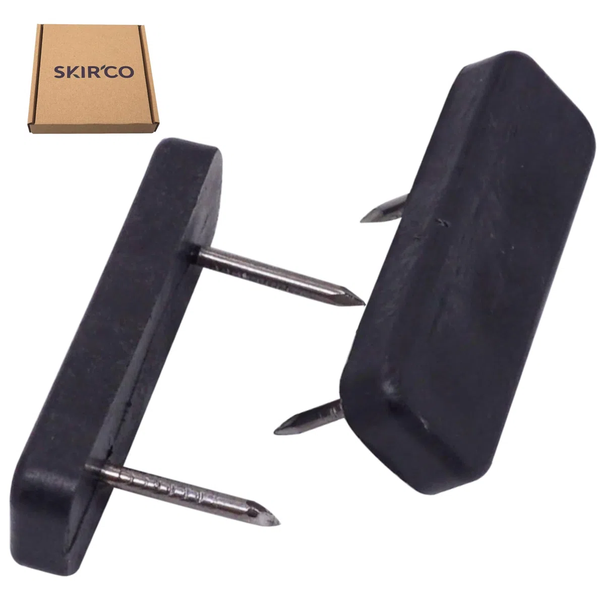 SKIR'CO 16 pezzi, Gambe per mobili nere in plastica 45 x 15 mm, Feltrini per mobili rettangolari con chiodi in acciaio, Piedini per mobili piccoli