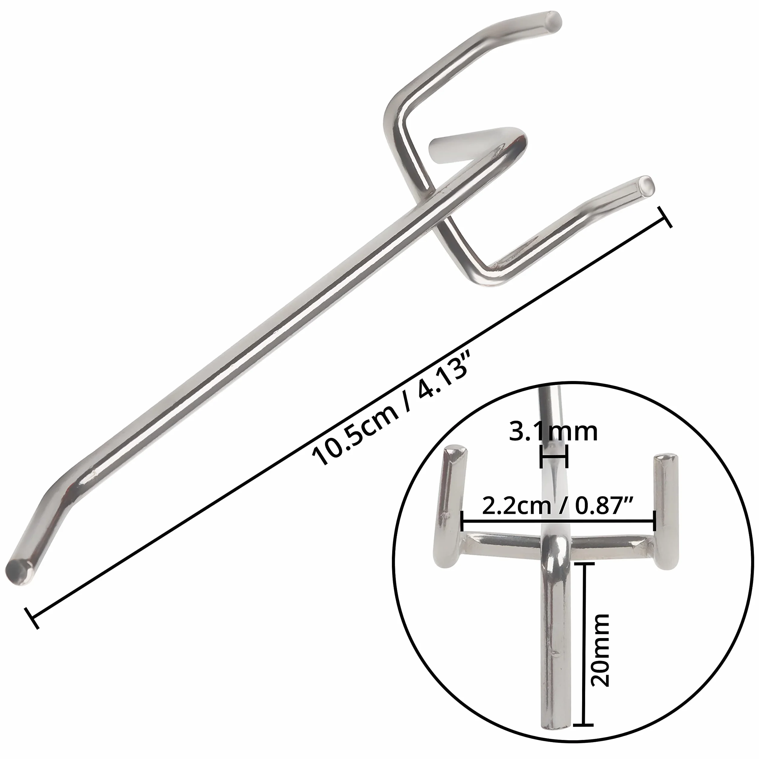 Belle Vous 50pz Ganci Pannello Portautensili in Acciaio - 10,5 cm - Ganci per Pannello Forato Portautensili per Resistenti - Ganci Porta Attrezzi Banco da Lavoro Officina, Garage e Scaffali Negozi