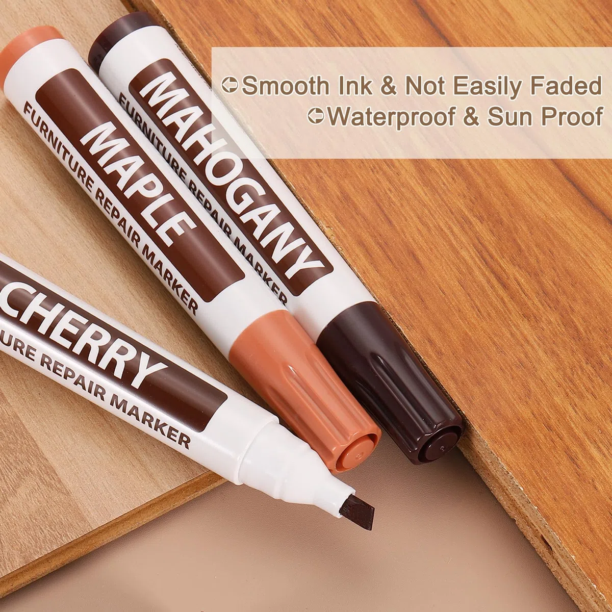 QUARKZMAN Pennarelli per Riparazione Mobili in Legno, 2 Pz Rovere Sticks Ritocco Riparazione Graffi, Pennarelli a Base Oleosa per Graffi, Pavimenti in Legno, Tavoli, Armadi, Falegnami