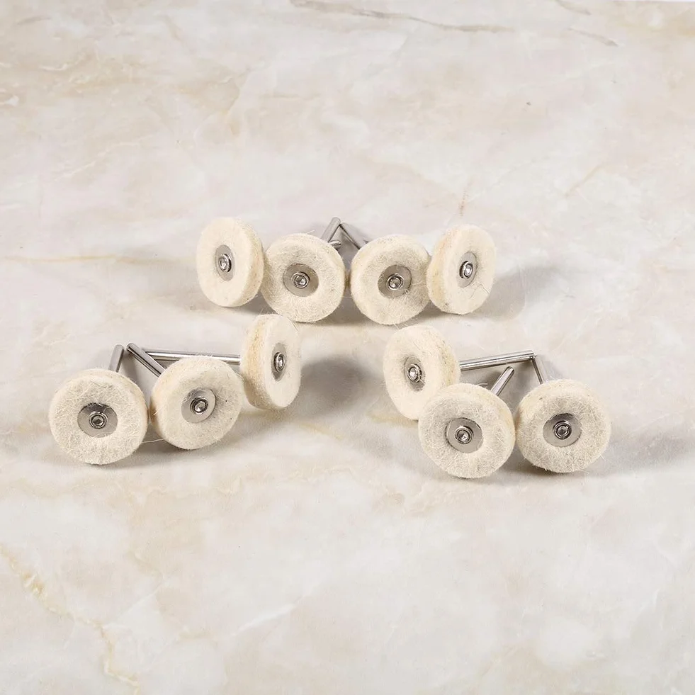 Garosa 10 Pezzi Rotella Lucidatura in Lana per Utensile Rotante, Disco per Mola Circolare con Impugnatura - Accessorio per Lucidare Acciaio Inox, Metallo, Alluminio, Cromato e Gioielli - Cotton Mop