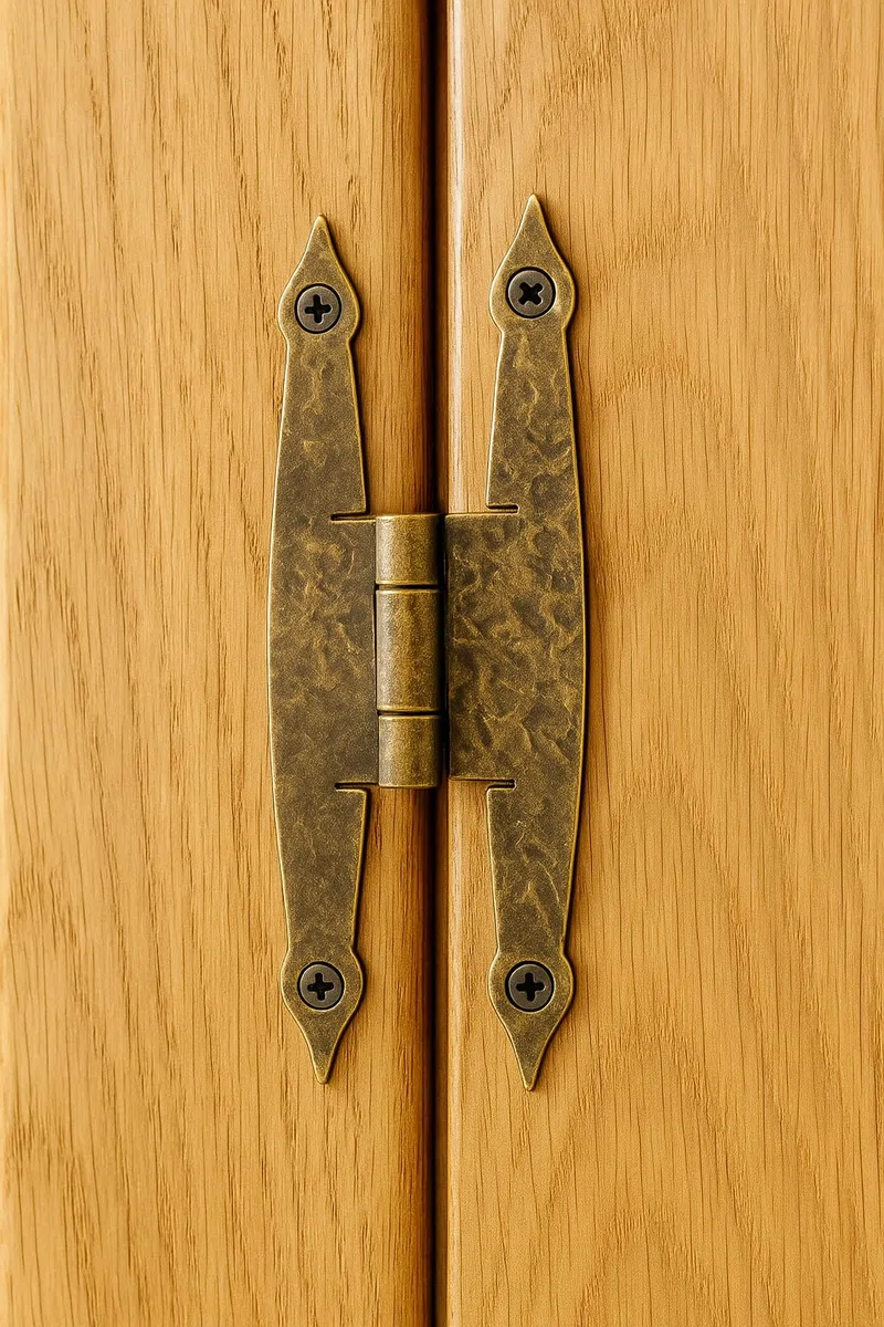 Fuxxer 6 x cerniere anticate, design in ferro e bronzo per armadi, ante, cassettiere, cassette, scatole, in stile vintage, rustico e retrò – 65 X 34 mm, set da 6 pezzi