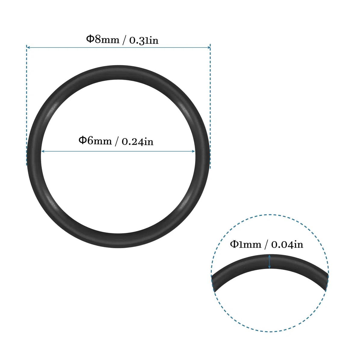 QUARKZMAN Nitrile Gomma O-Ring 8mm x 6mm x 1mm Guarnizioni di Tenuta Anelli Rubinetti Rotondo Guarnizione Rondella per Rubinetto Idraulica Riparazione Sigillatura Connessione, 50 Pezzi