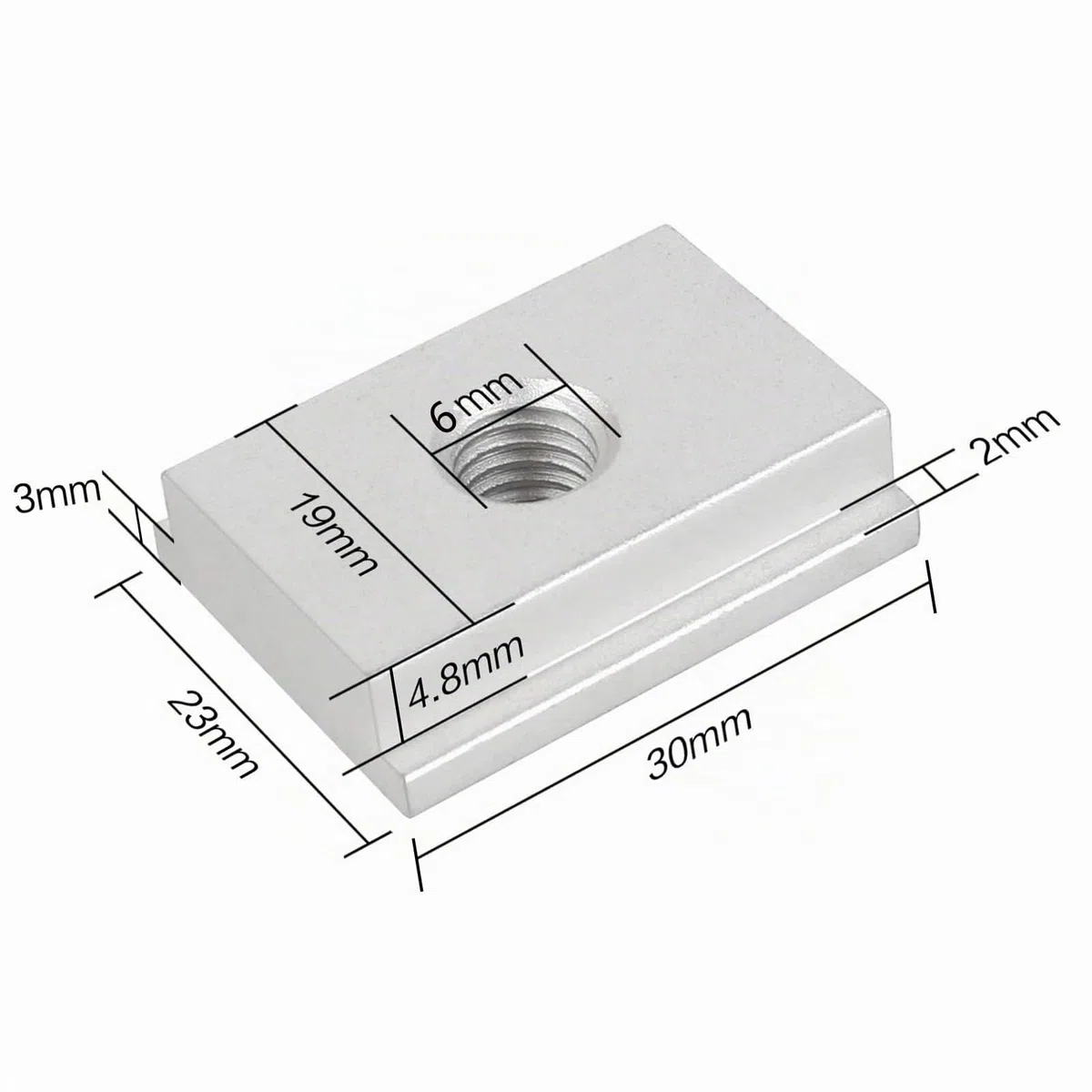 Ericrise 6 dadi a scanalatura a T M6, T-Track Slider dadi scorrevoli M6, T-Track in lega di alluminio, fissaggio a fessura per viti per strumento di lavoro del legno, 30 x 23 x 7,8 mm