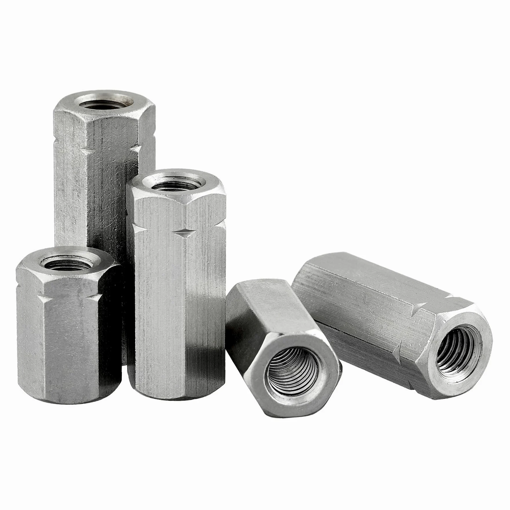 Manicotti esagonali con filettatura interna, in acciaio inox A2/V2A, manicotti di collegamento, dadi distanziati, dado lungo (M16 x 40 mm, 2 pezzi)