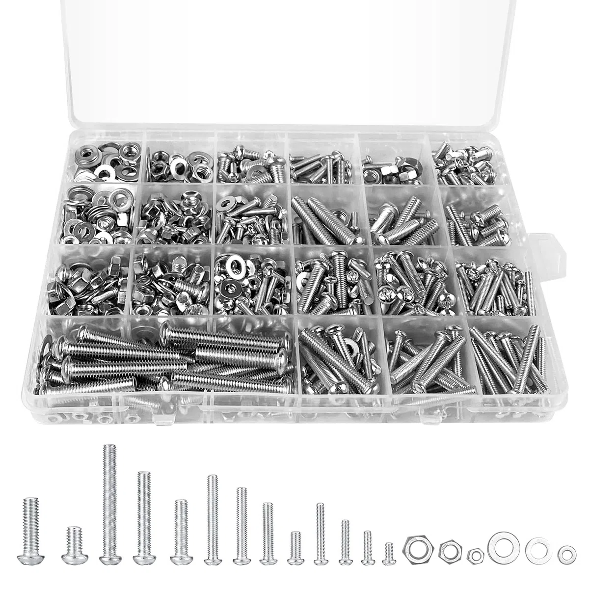 Frevoitna Set di 1080 Pezzi M3 M4 M5 M6 Bulloni e Dadi, Kit Viti e Rondelle, Assortimento Zincato per Casa, Ufficio, Prodotti Elettronici e Industriali