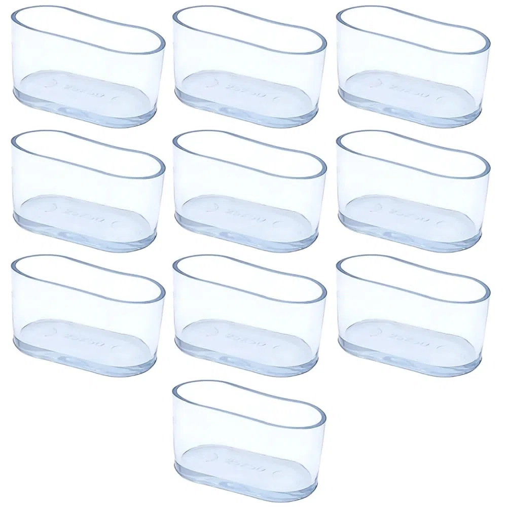 10 coperture ovali in gomma trasparente per gambe di sedie, in PVC, antigraffio, per mobili, tavoli, sedie, scrivanie (15 x 30 mm)