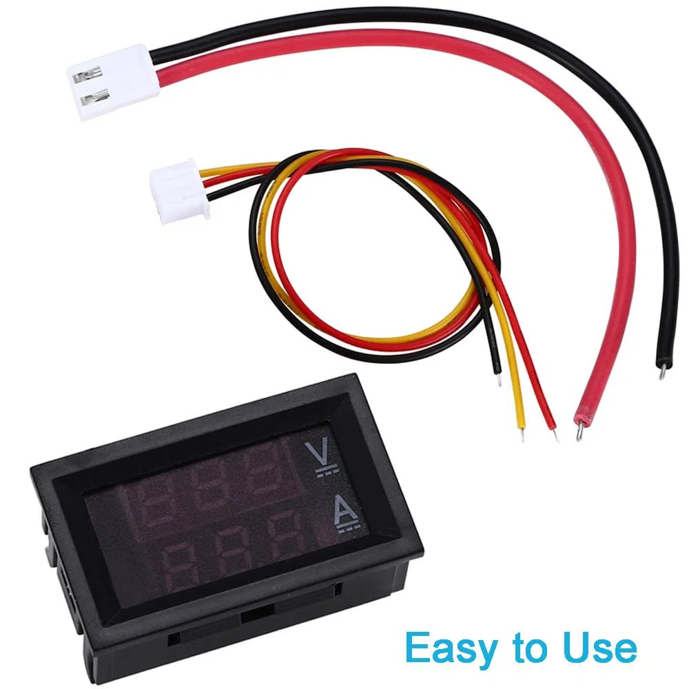 Greluma 2 Pz Amperometro voltmetro digitale da 0,28 pollici, tester di corrente e tensione DC 100V 10A, pannello di visualizzazione a doppio LED blu + rosso a 3 bit