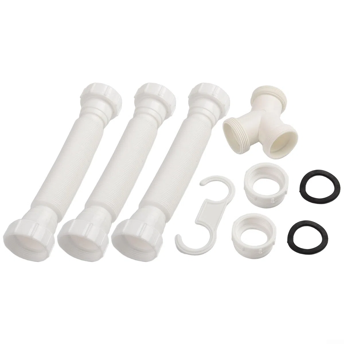 Besttoolifes Kit di scarico doppio per lavello, regolabile, 20-80 cm, flessibile, con adattatori G1-1/2 e G1-1/4, costruzione in PE per lavelli da bagno e cucina