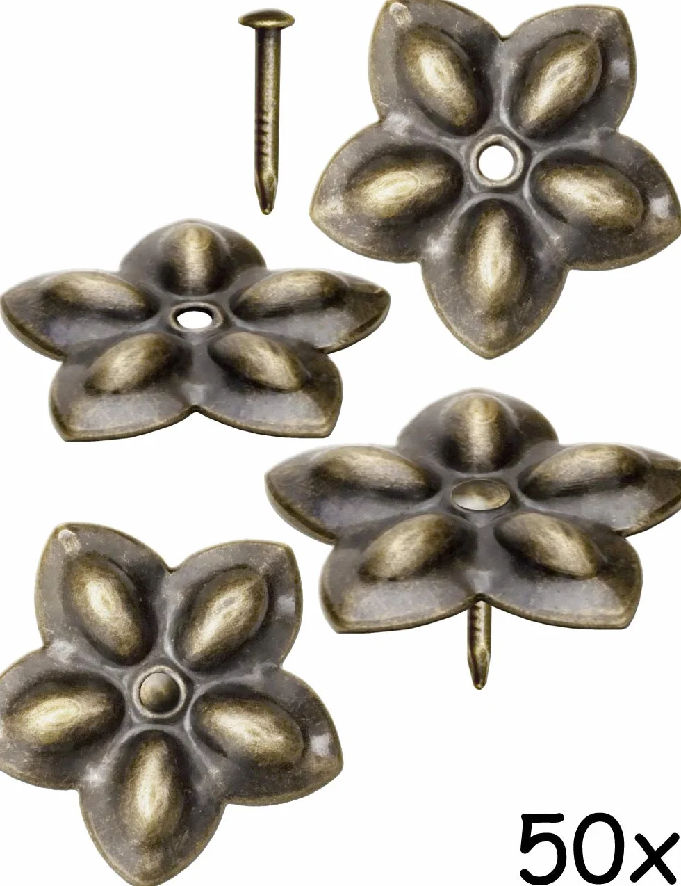 Chiodi decorativi antiche 23x23 mm bronzo/ottone set 50