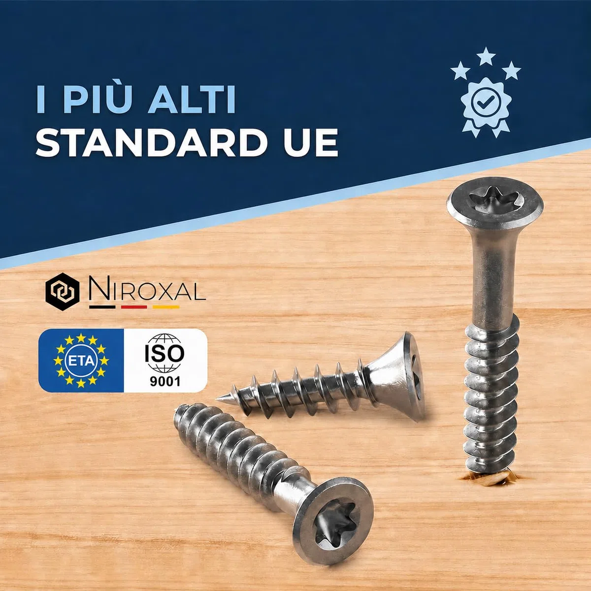 Vite a testa svasata TORX V2A in acciaio inossidabile 5-mm di spessore - Lunghezza della vite di 25-mm - 50 pezzi - Filettatura parziale di 18-mm Vite per legno 5x25