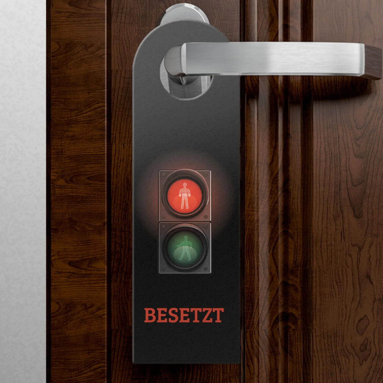 trendaffe - Gancio per porta libera o occupato con motivo semaforo in nero, per WC