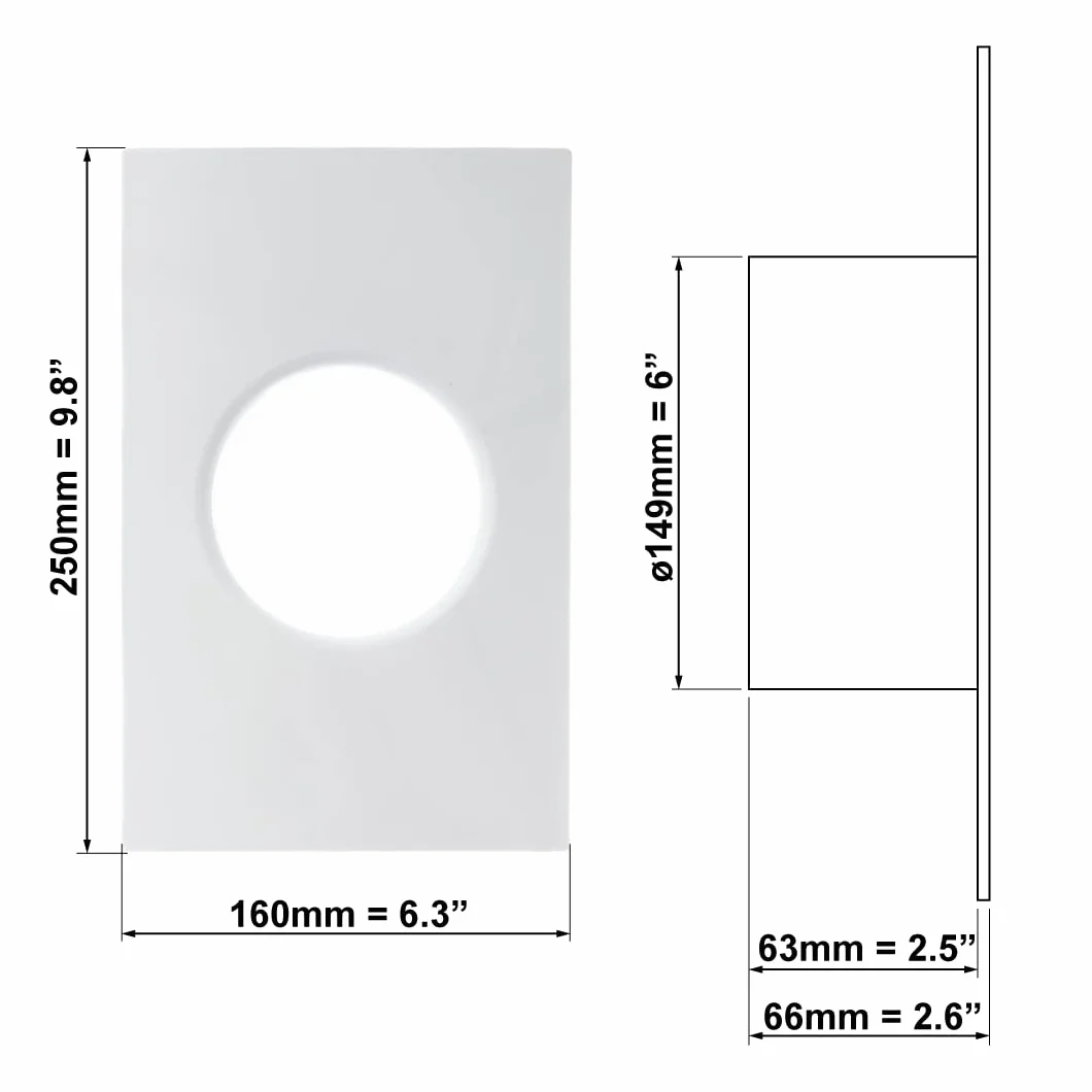 EUROPLAST 150mm Connettore dritto per condotto da 150 mm con flangia, condotto rotondo in PVC, tubo di ventilazione, piastra a parete
