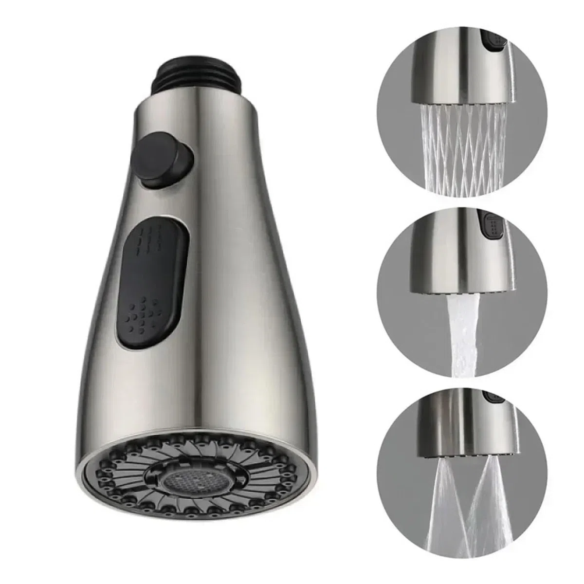 1 ugello spruzzatore for rubinetto da cucina estraibile, 3 modalità, antispruzzo, ABS, universale, 1/2", for lavello, doccia, risparmio idrico Per Lavello(Silver)