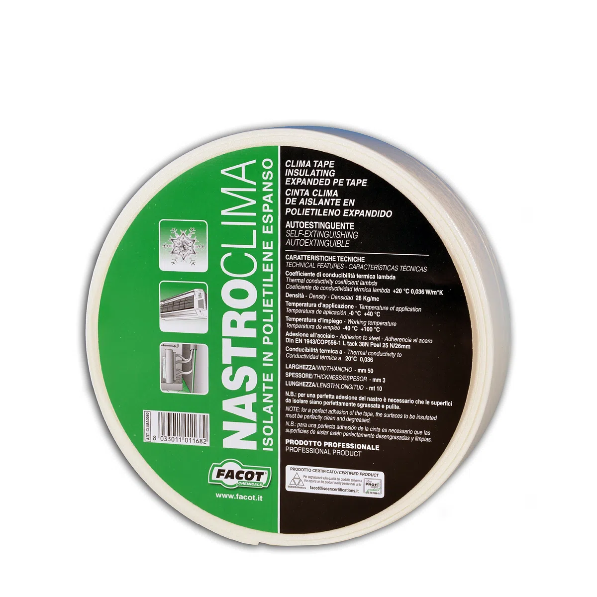 Facot Chemicals Clima0050 Nastro Clima Rotoli Gomma Bianco