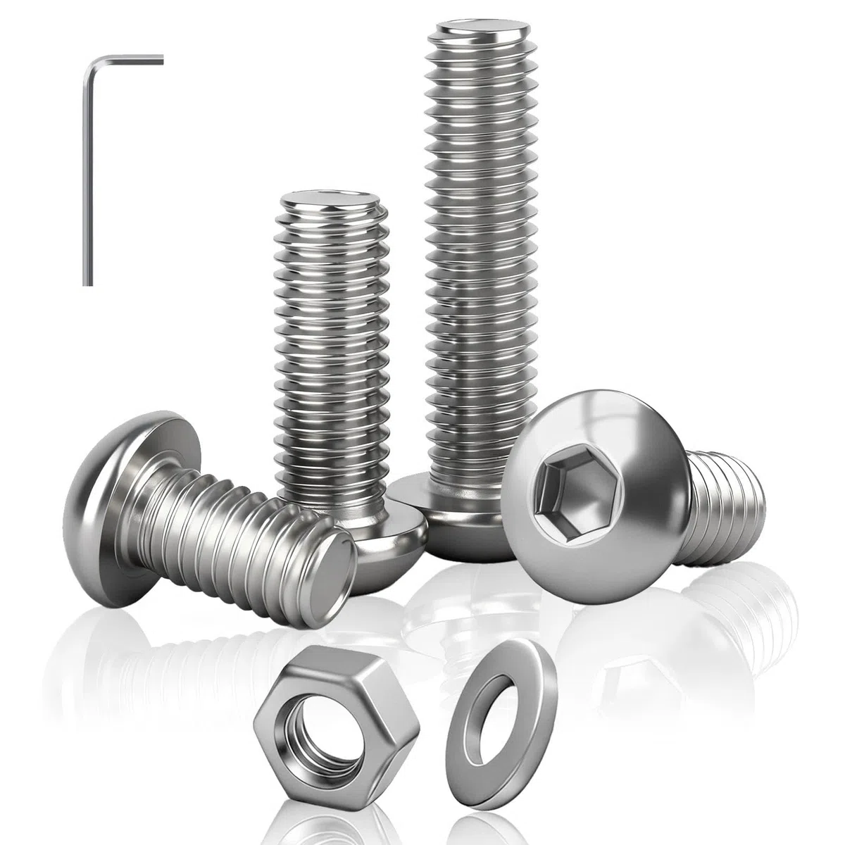 50 Pezzi M4x20 mm Viti a testa tonda Brugola, M4 Set Viti Bulloni e Dadi Rondelle in Acciaio Inox 201 Adatto alla produzione di mobili e macchinari