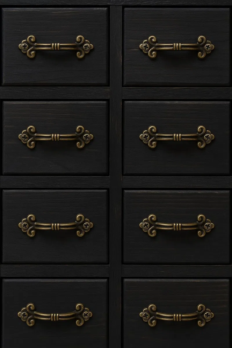 FUXXER®, 12 piccole maniglie anticate, per cassette, scatole, cassettini, cassapanche, design vintage dall’effetto bronzo anticato, 4,8 x 1,4 cm, set da 12 pezzi, con viti
