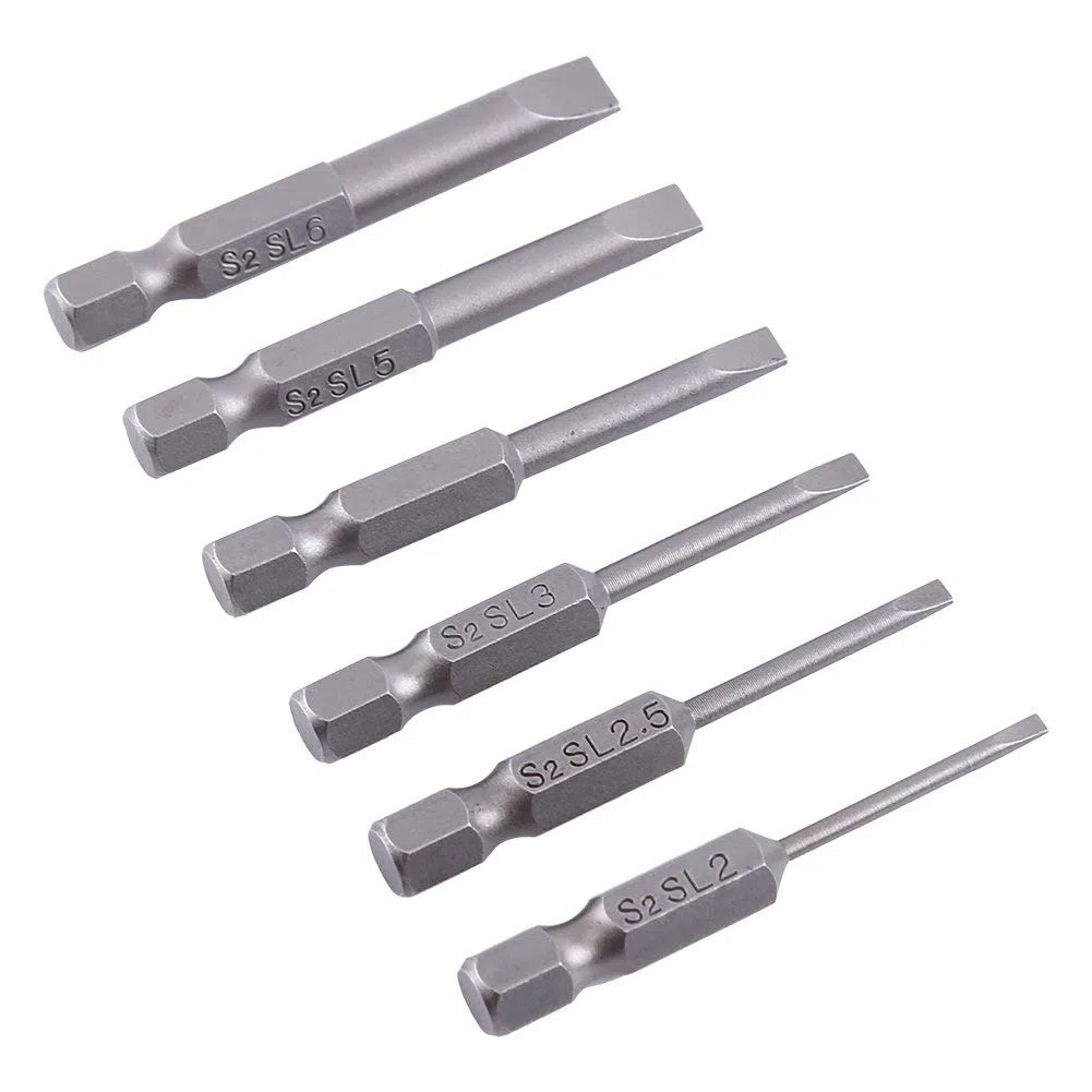 6 Pz 50mm Punte per Cacciavite con Intaglio Codolo Esagonale S2 Lega Testa Piatta Punta Magnetica