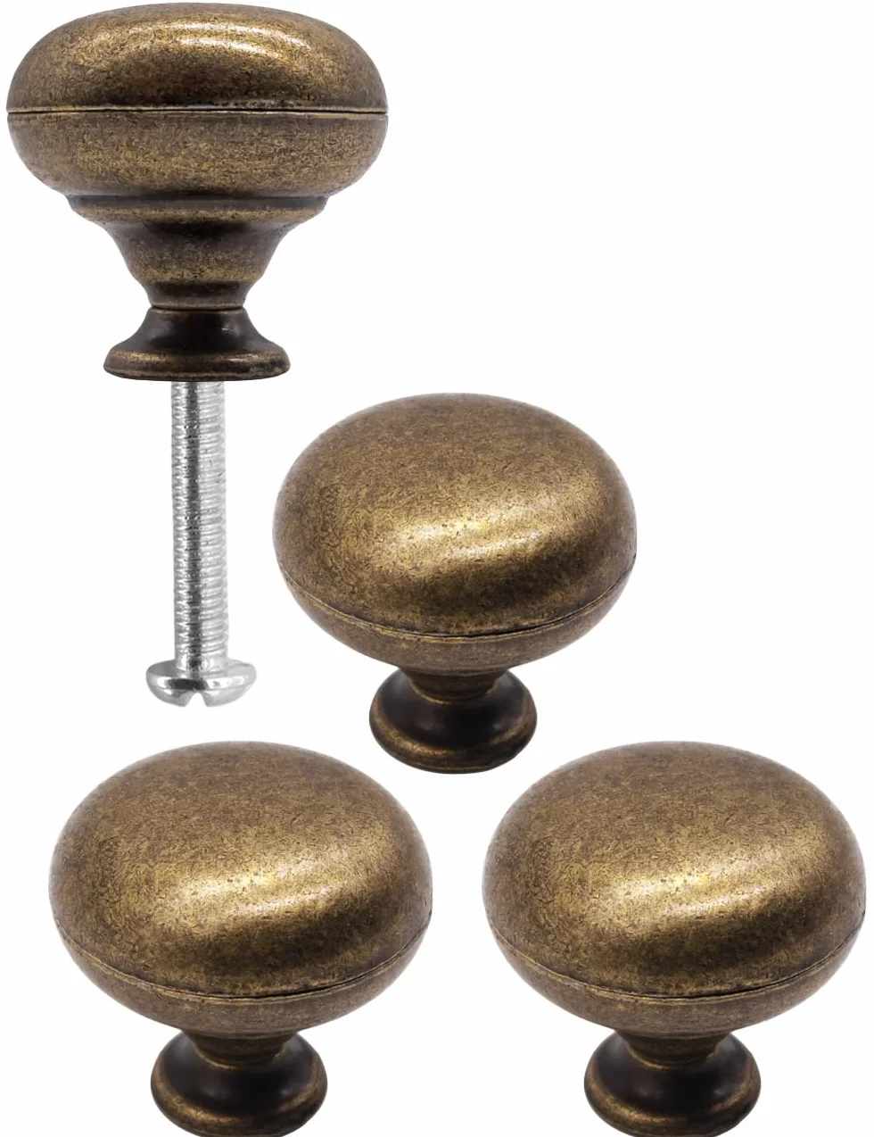 Fuxxer - Maniglie per mobili antiche, pomelli vintage in bronzo, set di 4 pomelli da 30x30 mm