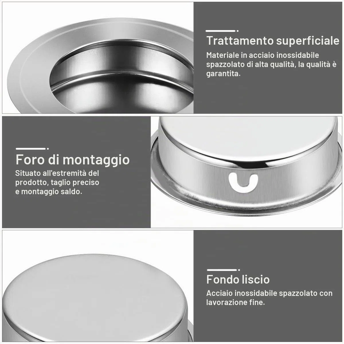 DOITOOL Maniglie Acciaio Incasso : Maniglia Incasso Rotonda in Acciaio Inossidabile 35mm per Porta Scorrevole Armadi E Cassetti - Tira Nascosta a Filo per Mobili Da Cucina E Camera