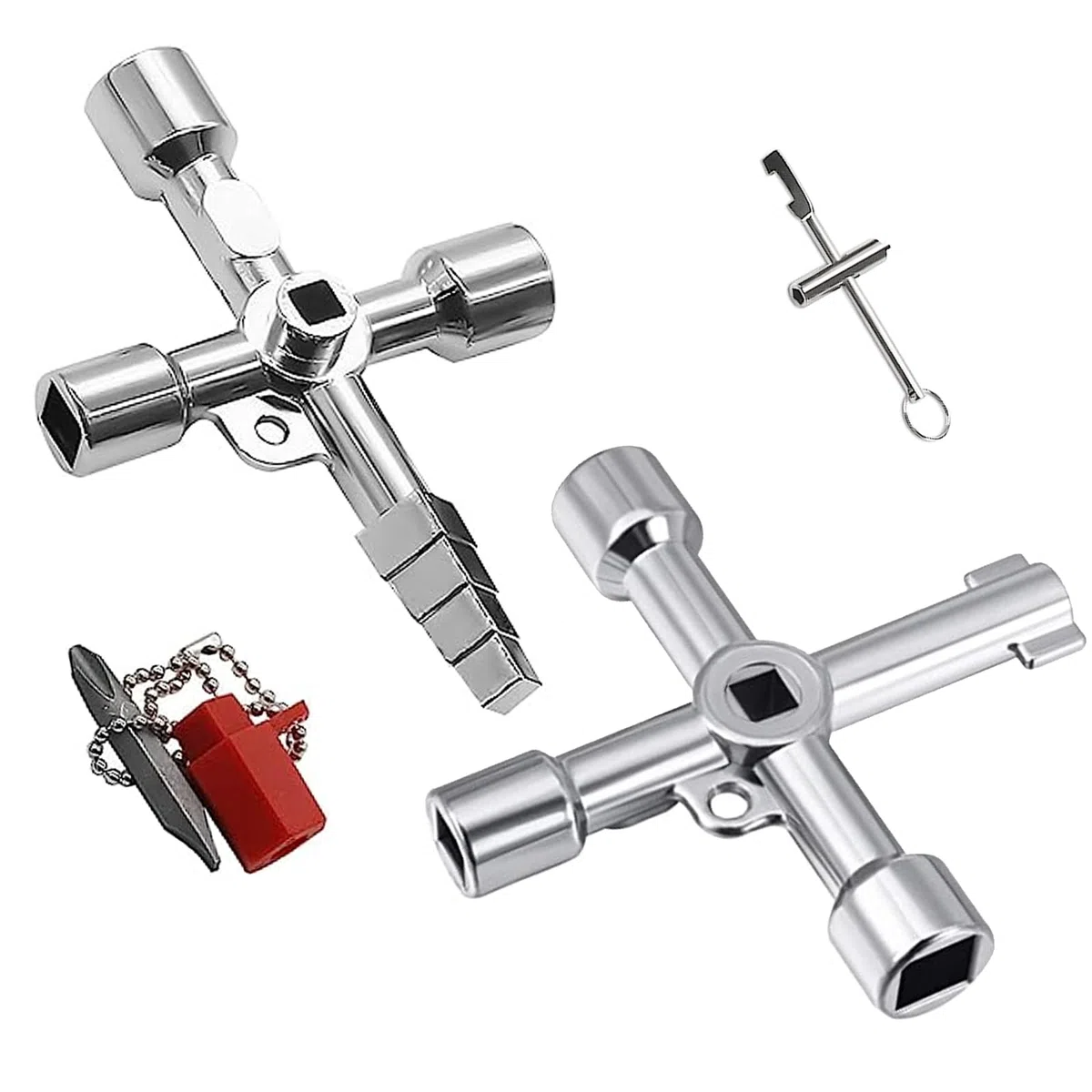 XZEIT 3 Chiavi da Costruzione, Chiavi Universali 4 in 1, Quadre Triangolari, Chiavi A Croce per Chiavi Multifunzione per Acqua, Elettricità, Contatore Elettrico