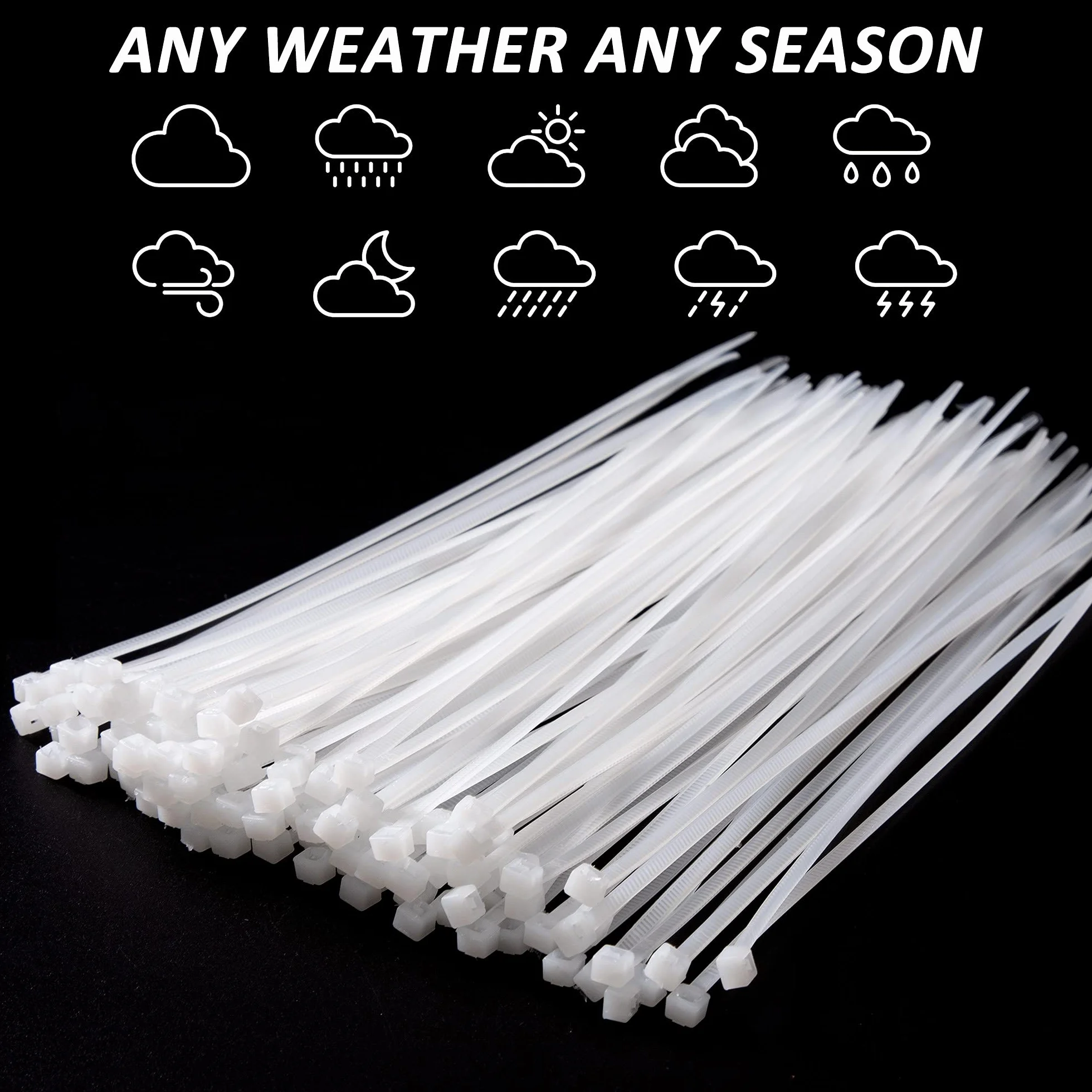 QIMEI-SHOP 500 Pezzi Fascette Plastica Bianche 200 mm x 2,5 mm Fascette Elettricista Lunghe Cavi Nylon per Cablaggio Cable Management Giardinaggio