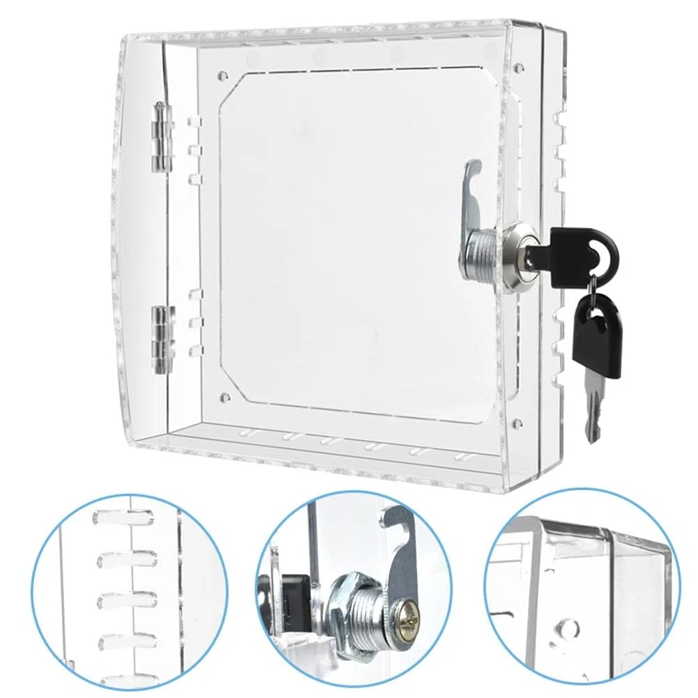 Coperchio termostato in acrilico chiudibile a parete, scatola trasparente per controllo della temperatura CA con 2, anti-manomissione per custodia di protezione, 16 x 15 x 6 cm