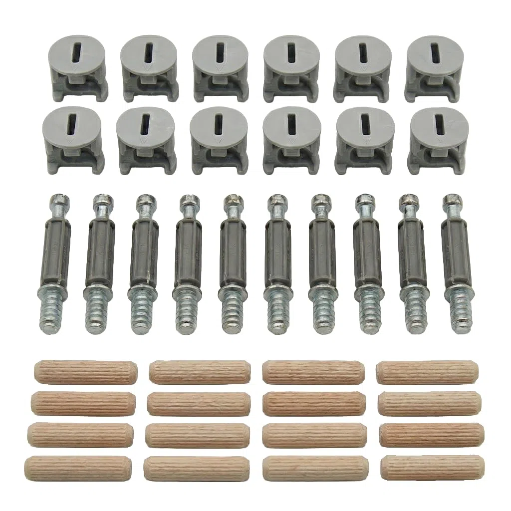 Kit di riparazione e ricambio per IKEA BILLY METOD, PAX, Brignes, tasselli a vite, dado eccentrico, tasselli in legno