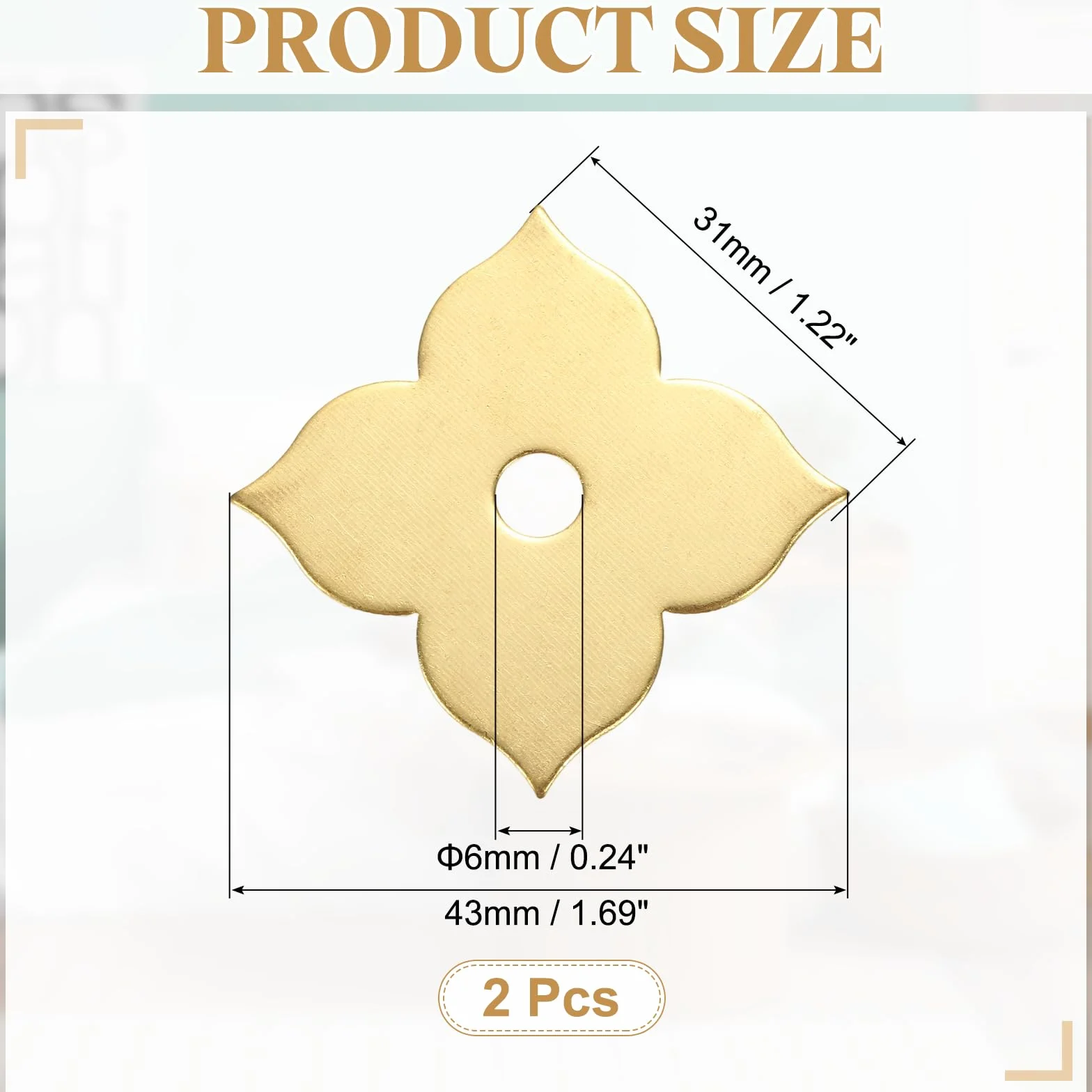 QUARKZMAN 2Pcs Placca Posteriore Pomello porta, 1.69 Pollici Forma Foglia Placca Ottone Distanziatore Decorazione Classica Mobile Guarnizione Per Ante Cassetti Armadi Hardware