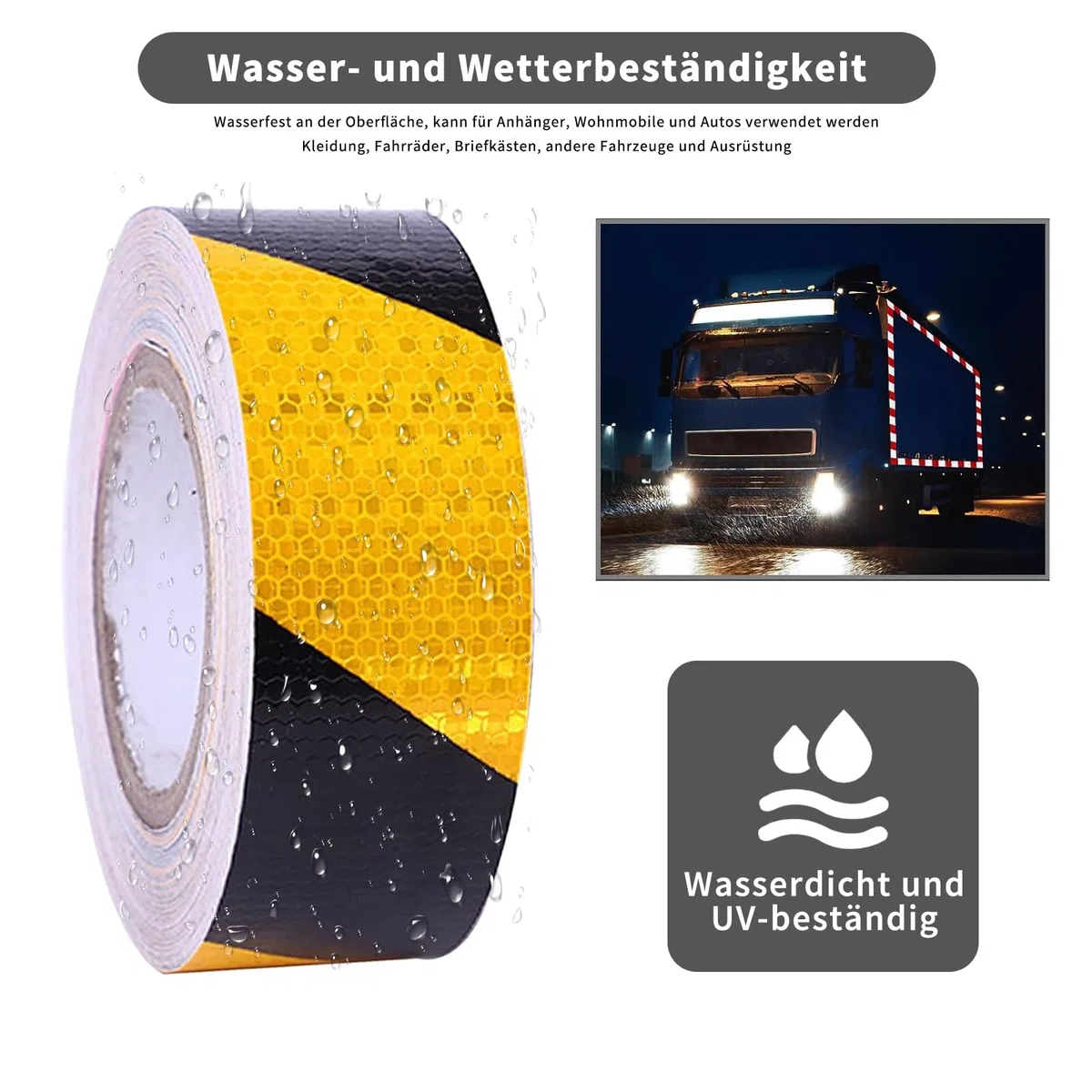 12m × 5cm Nastro Catarifrangente Adesivo, Nastro Segnaletico Giallo Nero, per la Sicurezza dei Segnali di Avvertimento