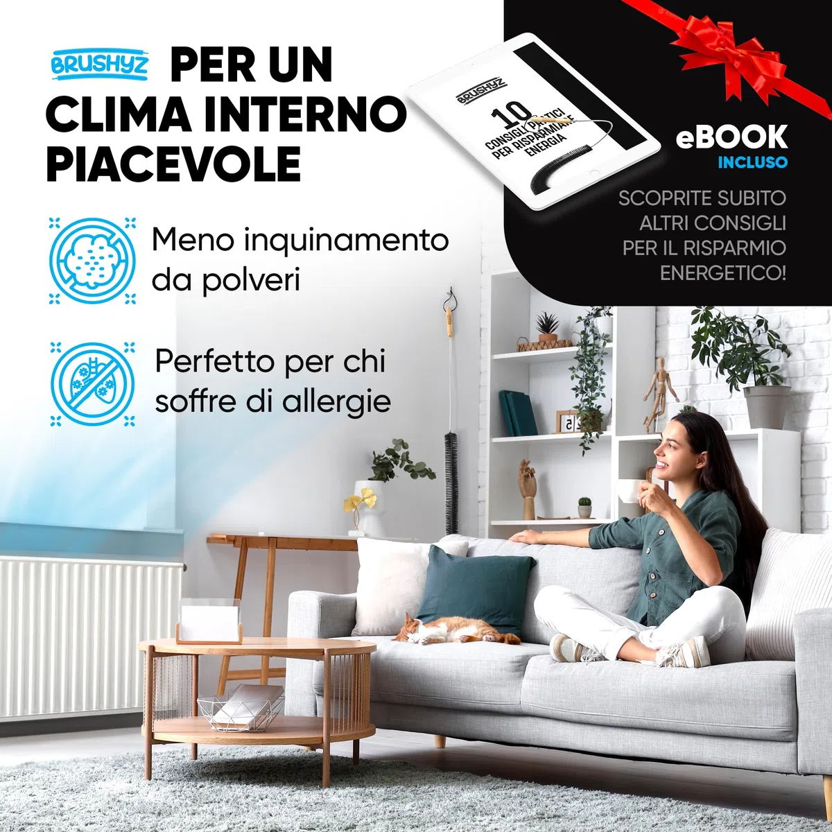 Pulisci Termosifoni Flessibile Lungo 80cm I Spazzola per Pulire Termosifoni senza Graffi I Spazzola Pulizia Caloriferi con Setole di Nylon Flessibili I Per Tutti i Radiatori