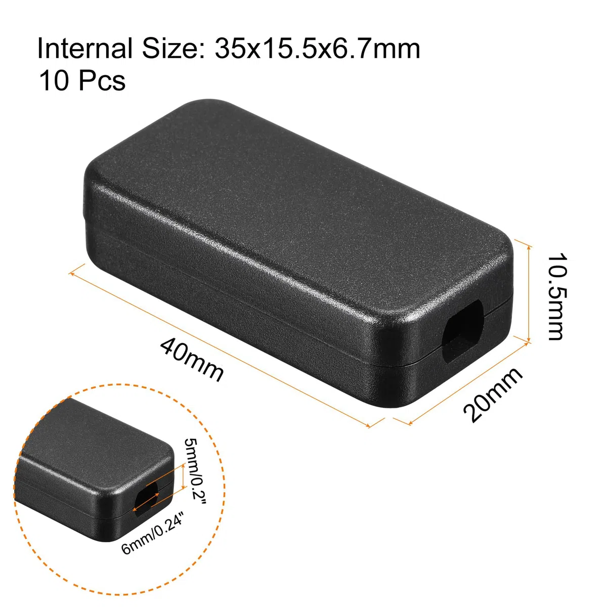 TOP-VIGOR 10 mini scatole di derivazione elettrica antipolvere, 40 x 20 x 10,5 mm, in plastica ABS, per progetti elettronici fai da te, custodia per moduli di alimentazione interna, scatola per