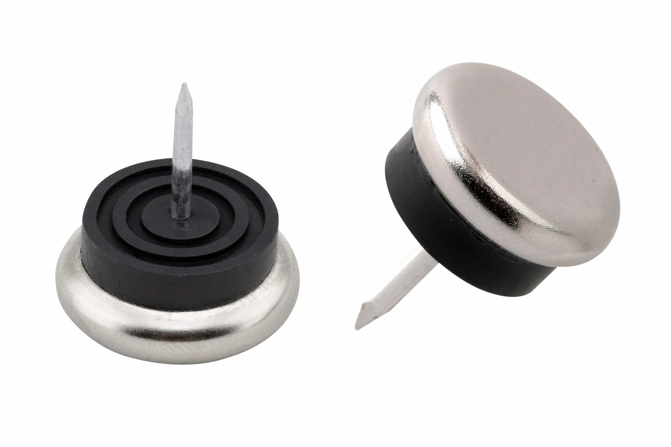 Metafranc 644566 - Set di 8 feltrini per mobili, in metallo, con chiodo e tampone, per spostare facilmente i vostri mobili, per pavimenti non sensibili, per sedie e pavimenti, 8 pezzi