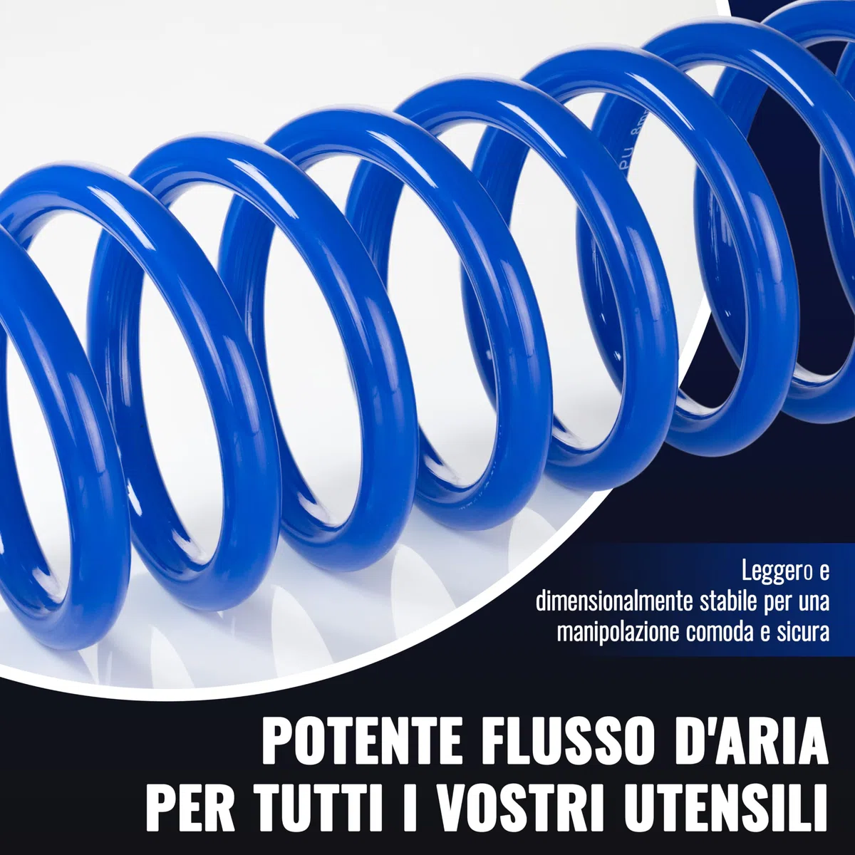 Poppstar Tubo flessibile per aria compressa a spirale 5m in PU (diametro 5 mm x 8 mm) Tubo a spirale per aria compressa con protezione anti-piegatura e raccordo rapido NW 7.2
