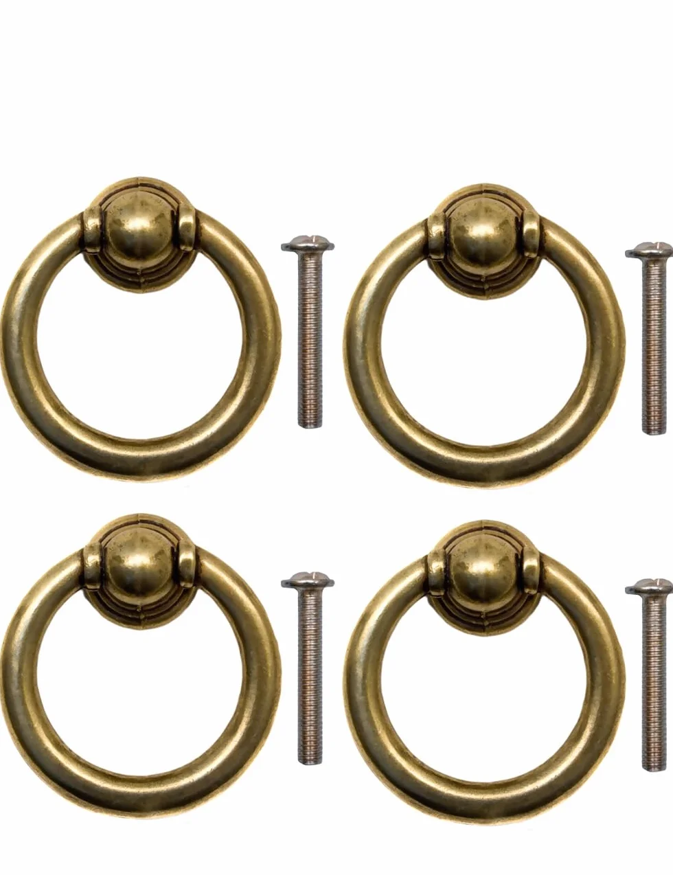 Fuxxer 4 maniglie anticate per cassetti, con occhielli in ferro, in ottone bronzo, 35 mm