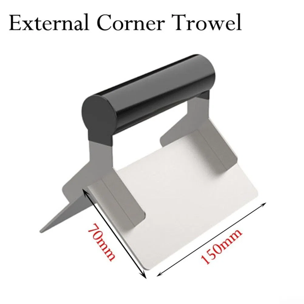 Cazzuola angolare, confezione da 2 attrezzi per angoli per cartongesso in acciaio inox, per finitura esterna e interna in calcestruzzo, bordo liscio con manico ergonomico, muratori professionali e
