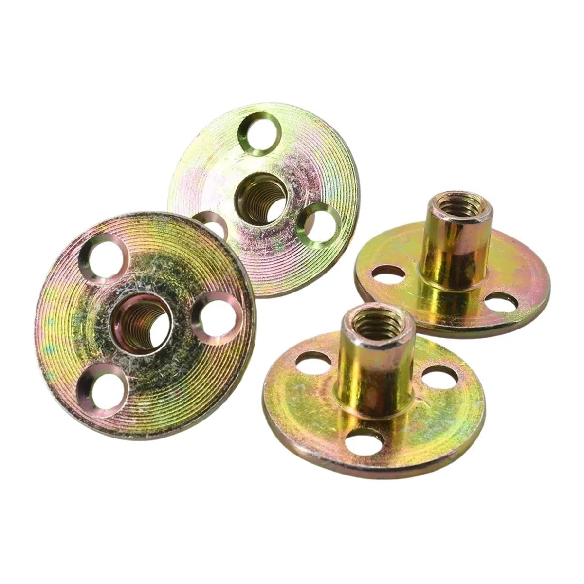 Dado di bloccaggio for mobili con piastra in ferro M6 M8 M10, coppia, for legno, perno di bloccaggio for mobili con piastra in ferro, piede for divano, zincato, a tre fori(M6 (2Pcs))