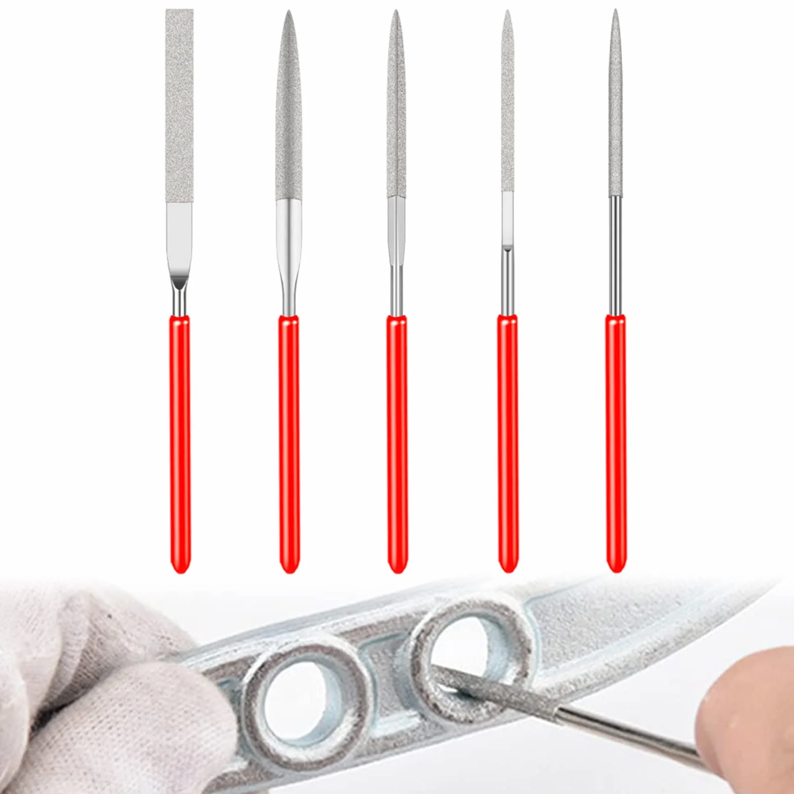 Lime Diamantate, Set di Lime diamantate, 5 Pezzi Set di Lime e Raspe per Legno, Lime Ad Ago Diamantate Set, Lima Diamantata Set, Mini Lime con Aghi Diamantati, Mini Diamond Files